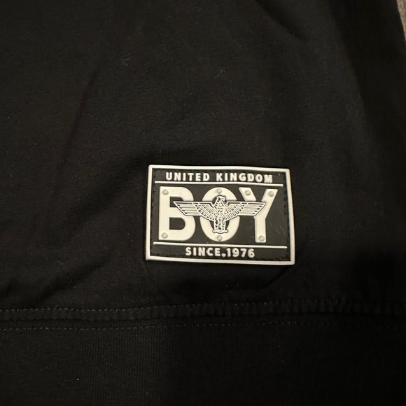 Boy London Black Short-Sleeve Hoodie – Silver Eagle Size: 7-8 Boys - Picture 3 of 4